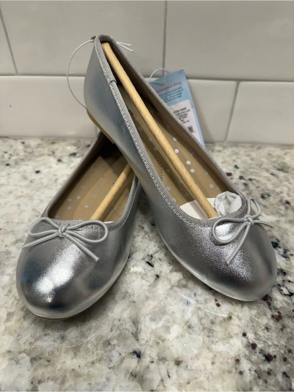 Cat & Jack  Metallic Silver Slip-On Flats Size 2 NWT